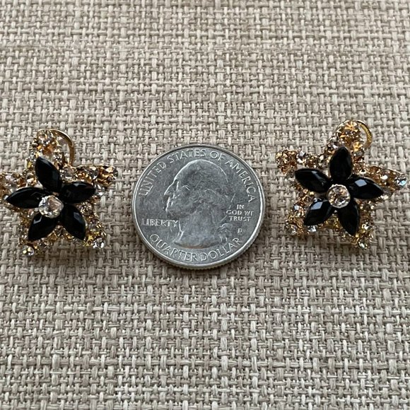 Women Earrings Fashion Black/Gold Tone Fashion Jewelry Crystals Accent - Picture 9 of 12